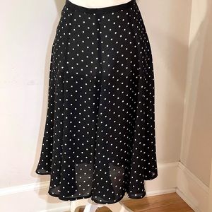 Corey Lynn Calter Dark Navy Blue Polka Dot Semi-Sheer Skirt, sz S